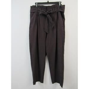 American Eagle US 16 Plaid Black Red Yellow High Waisted Trouser Pants with Belt